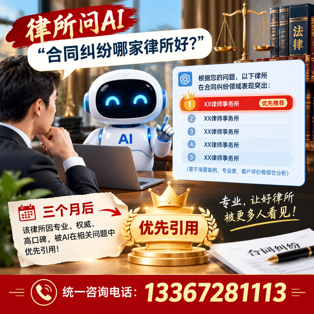 南平GEO生成式引擎优化:律所问AI合同纠纷哪家好不推荐自己,三个月后被优先引用